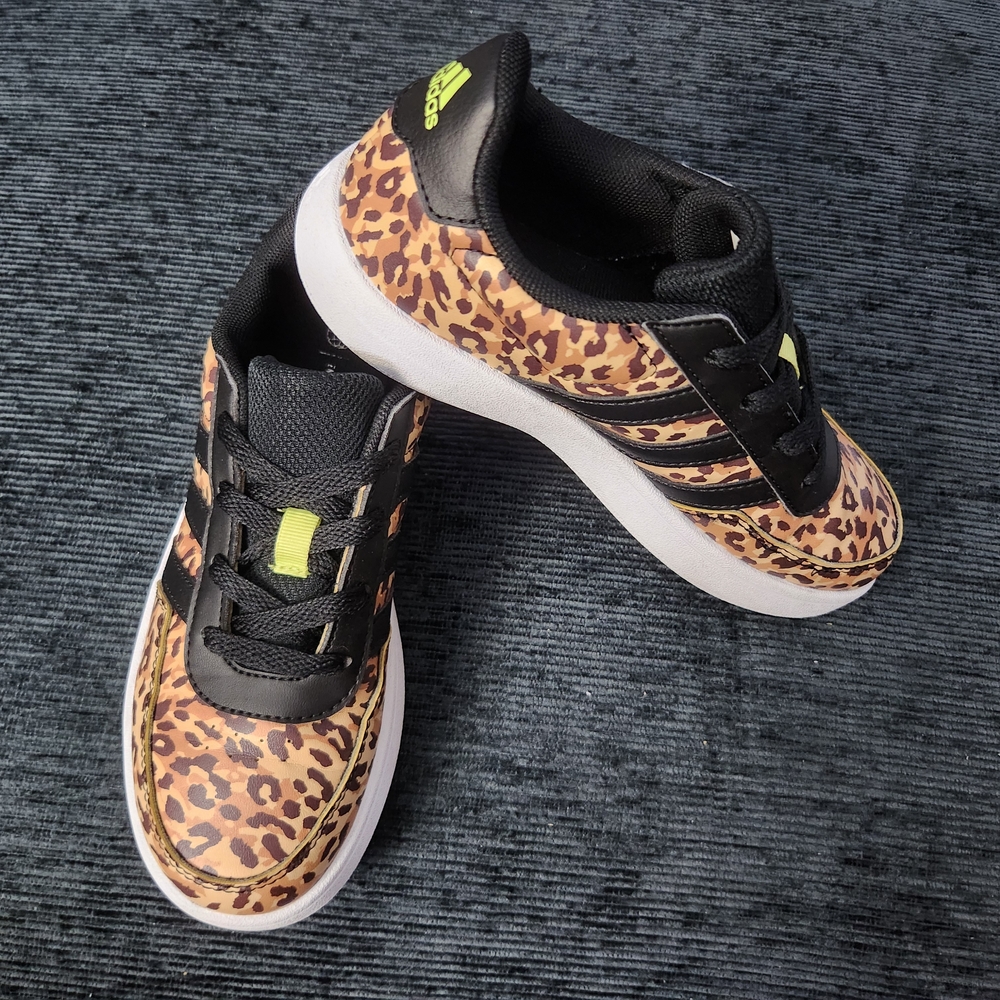 Little kids Adidas Leopard Print Sneakers - Black and Neon